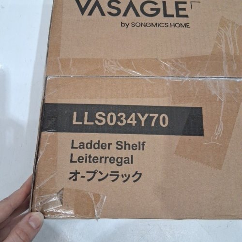VASAGLE 4-TIER CORNER INDUSTRIAL LADDER STAND - 13" X 13" X 49" - NATURAL OAK/MATTE WHITE (MODEL: LLS034Y70) image 2