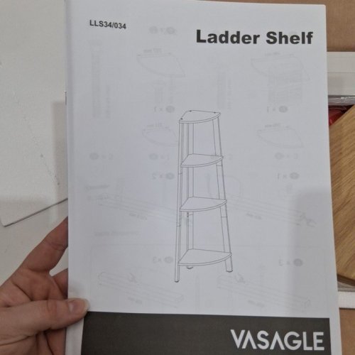 VASAGLE 4-TIER CORNER INDUSTRIAL LADDER STAND - 13" X 13" X 49" - NATURAL OAK/MATTE WHITE (MODEL: LLS034Y70) image 4