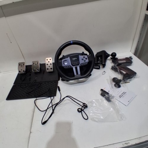 PXN V9 GEN2 PC STEERING WHEEL - USB CAR SIM CONTROLLER - 270/900 DEGREE RACE WHEEL WITH 3 PEDALS AND SHIFTER BUNDLE FOR PC, XBOX ONE, XBOX SERIES X/S, PS4, PS3 - BLACK (MODEL: V9 GEN2) image 4