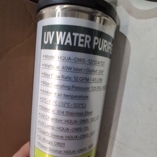 HQUA INLET/OUTLET WHOLE HOUSE UV WATER PURIFIER FILTER - 40W, 12 GPM, 125 PSI - STAINLESS STEEL (MODEL: HQUA-OWS-12/124/12T) image 3