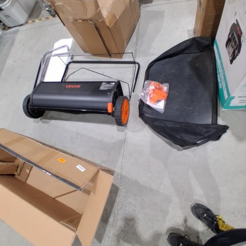 PUSH LAWN SWEEPER WITH HOPPER BAG, ADJUSTABLE BRUSH HEIGHT & SPINNING BRUSHES - 30" LEAF & GRASS COLLECTOR WITH 7 CU. FT. - ORANGE/BLACK-(MODEL: S19-003A) image 2