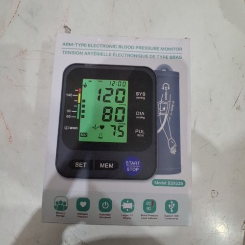 BLOOD PRESSURE MONITOR WITH 3 COLOUR BACKLIT SCREEN 2X99 MEMORY WITH UPPER ARM LARGE CUFF - BLACK (MODEL: BSX525) image 5