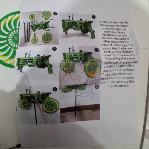 GARDEN WIND SPINNER JOHN DEER TRACTOR - GREEN/YELLOW image 4