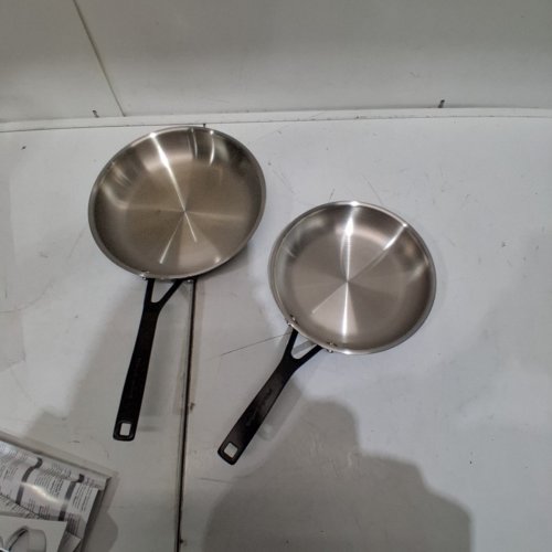 2PC KITCHEN AID 5-PLY CLAD STAINLESS STEEL FRYING PAN SET- 8.25" & 10"- STAINLESS STEEL/BLACK image 2