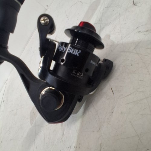 UGLY STIK MEDIUM HEAVY FISHING GX2 ICE SPINNING ROD AND REEL COMBO - 30" - BLACK WITH RED ACCENTS (MODEL: 1611411) image 6