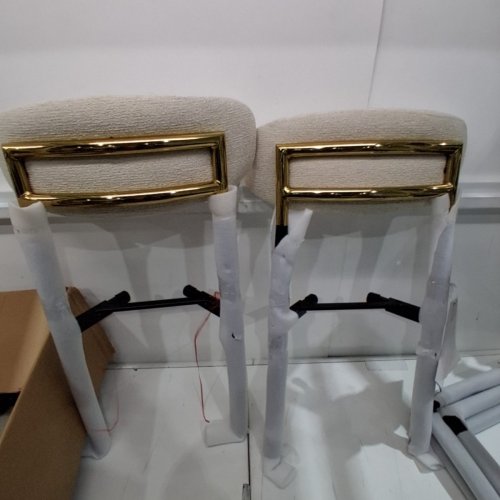 2PK MALOL CURVED TEDDY SHERPA DINING CHAIR - 18.7" X 30.7" - 275 LBS MAX - BEIGE/GOLD (MODEL: DCM39) image 5