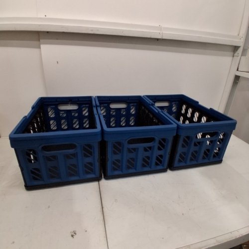 3PK CLEVERMADE ECO COLLAPSIBLE REUSABLE PLASTIC GROCERY SHOPPING BASKETS - 24 L - BLUE/BLACK (MODEL: 8534568-AAV3PK) image 5