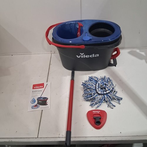 VILEDA EASY WRING RINSECLEAN SPIN MOP BUCKET - GREY/BLUE image 2