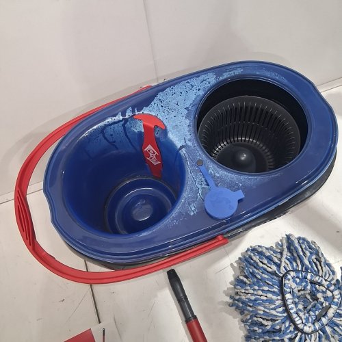 VILEDA EASY WRING RINSECLEAN SPIN MOP BUCKET - GREY/BLUE image 3