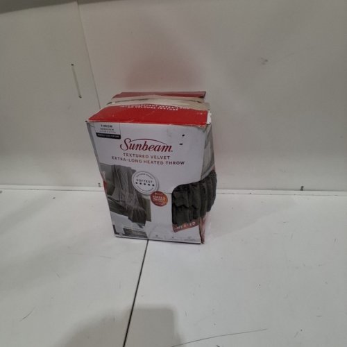 SUNBEAM TEXTURED VELVET HEATED THROW BLANKET W/ 3 HEAT SETTINGS - DARK GREY (MODEL: 2157085) image 4
