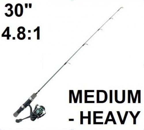 EXTREME STK ICE SPINNING COMBO FISHING ROD - 30" - 4.8:1 - MEDIUM HEAVY - FAST - BLACK - (MODEL:EXTS30MHS) image 2