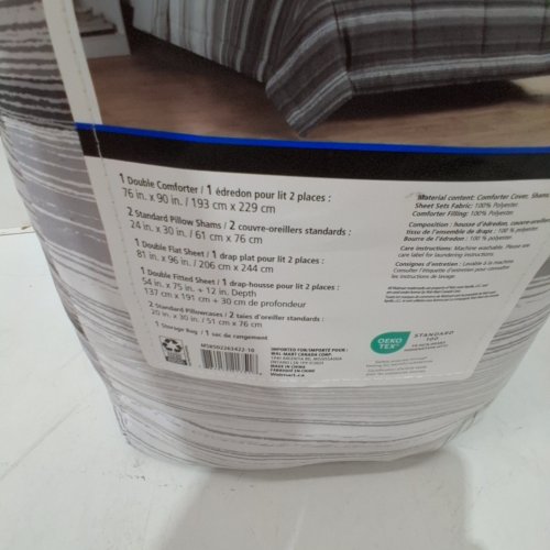 7PC MAINSTAYS BED-IN-A-BAG - DOUBLE/QUEEN - GREY / WHITE image 2