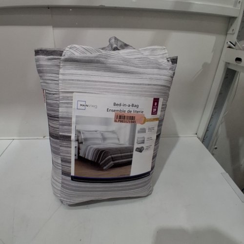 7PC MAINSTAYS BED-IN-A-BAG - DOUBLE/QUEEN - GREY / WHITE image 3