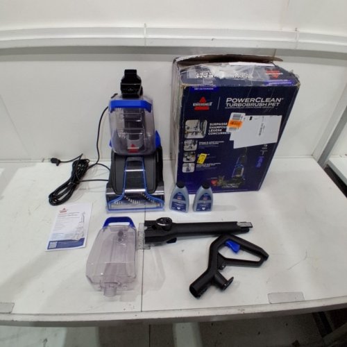 BISSELL POWERCLEAN TURBOBRUSH PET UPRIGHT CARPET CLEANER, POWERFUL & LIGHTWEIGHT - 120V - BLUE - (MODEL:3939C) image 3