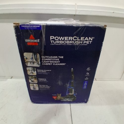 BISSELL POWERCLEAN TURBOBRUSH PET UPRIGHT CARPET CLEANER, POWERFUL & LIGHTWEIGHT - 120V - BLUE - (MODEL:3939C) image 6