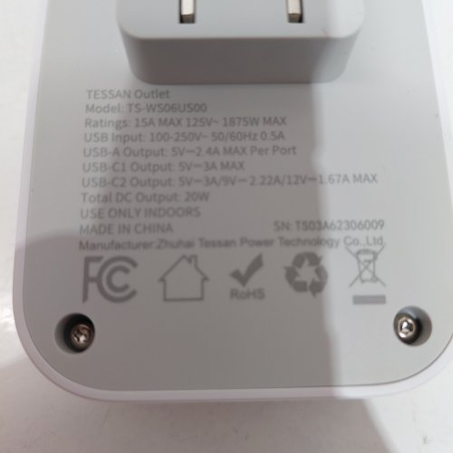 TESSAN USB-C FAST WALL OUTLET EXTENDER WITH USB CHARGING PORTS - WHITE (MODEL: TS-WS06US00) image 2