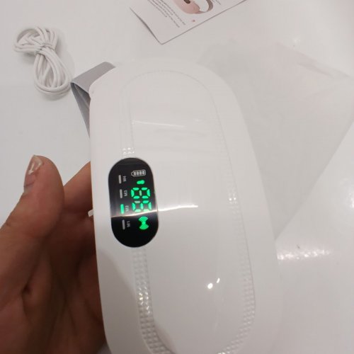 WEARABLE ELECTRONIC HEATING VIBRATING MASSAGE BELT FOR MENSTRUAL PAIN - WHITE AND GRAY image 2