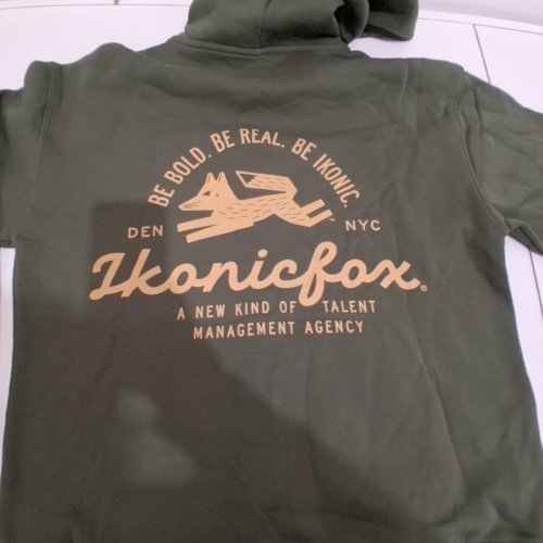 *CUSTOM* MEN'S IKONICFOX GRAPHIC HOODIE - MEDIUM - OLIVE GREEN image 3