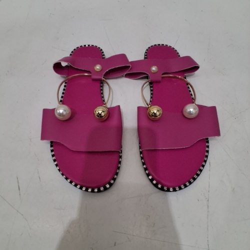 women's ball and faux pearl decor ankle strap sandals - size 7 - pink image 2