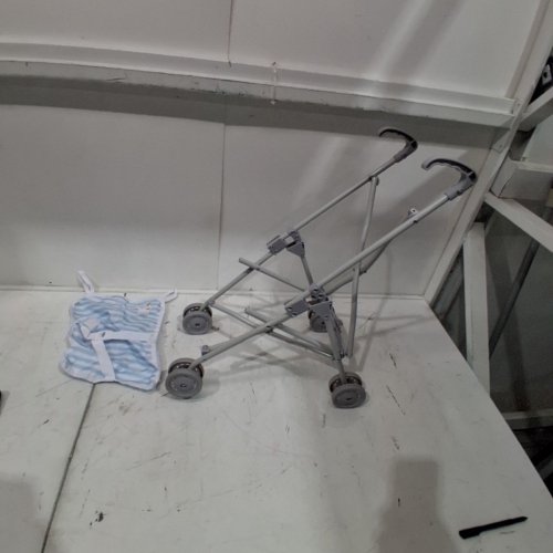 JC TOYS BERENGUER BOUTIQUE, SINGLE UMBRELLA BABY DOLL STROLLER - ELEPHANT THEME BLUE - (MODEL:‎81485B) image 2
