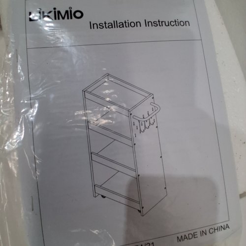 LIKIMIO 4 TIER ROLLING KITCHEN STORAGE CART WITH HANDLE AND HOOKS - WHITE (MODEL:HK-KS-01) image 5