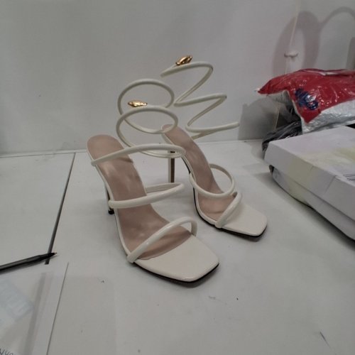 WOMENS WRAP STRAPPY SANDALS HEELS - (40) SIZE 9-9.5 - WHITE image 2