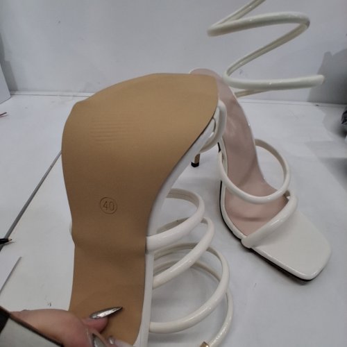 WOMENS WRAP STRAPPY SANDALS HEELS - (40) SIZE 9-9.5 - WHITE image 3