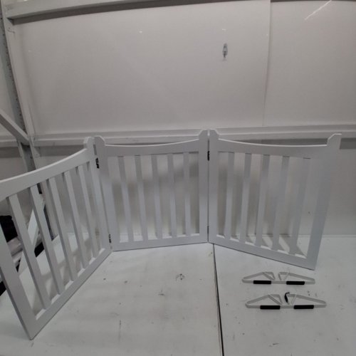 YAHEETECH FREESTANDING WOODEN PET SAFETY GATE - 3 PANEL - 60" X 24" - WHITE - (MODEL:593211) image 2