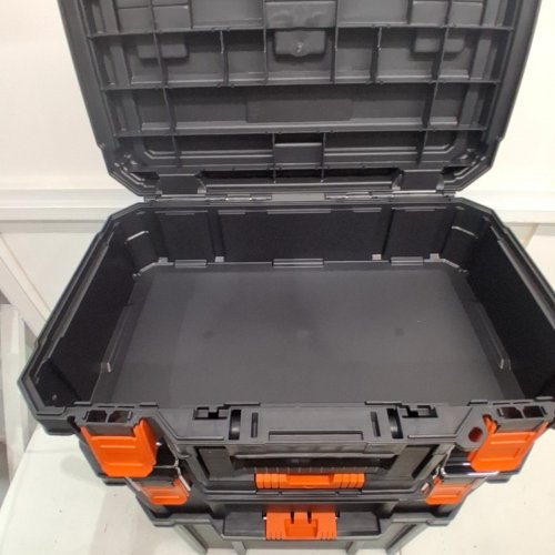 3PC BLACK + DECKER STACKABLE TOOL BOX STORAGE SYSTEM - BLACK/ORANGE (MODEL: BDST60500APB) image 4