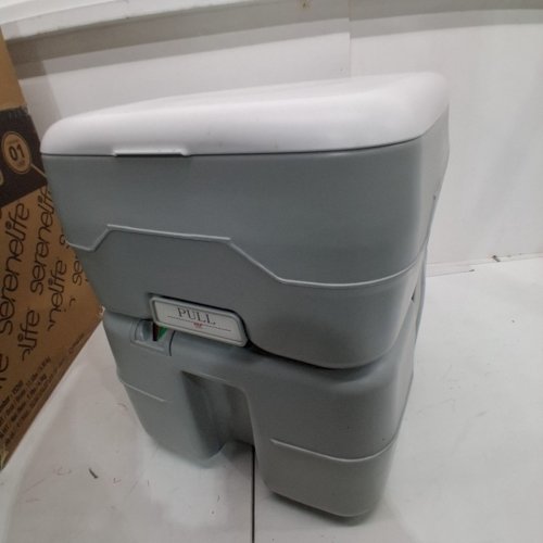 SERENELIFE PORTABLE FLUSHABLE OUTDOOR TOILET WITH WASTE TANK - 120 FLUSHES- 5.2GAL - GREY/WHITE (MODEL: SLCATL320) image 2