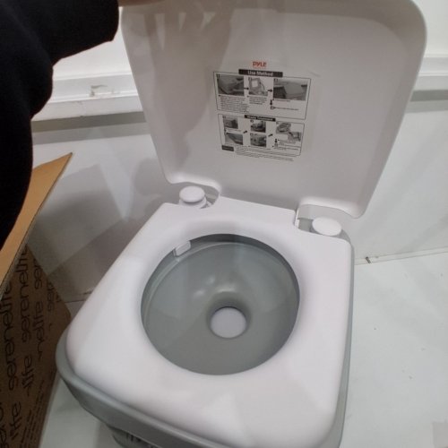 SERENELIFE PORTABLE FLUSHABLE OUTDOOR TOILET WITH WASTE TANK - 120 FLUSHES- 5.2GAL - GREY/WHITE (MODEL: SLCATL320) image 5