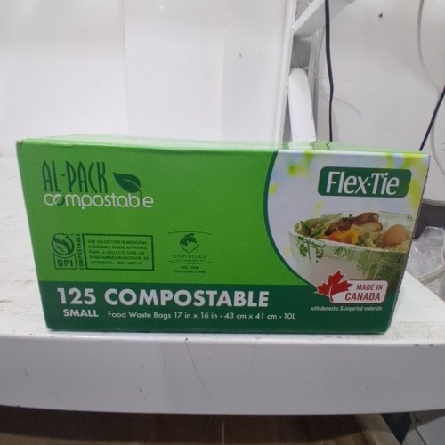 125PK AL-PACK COMPOSTABLE FLEX-TIE FOOD WASTE BAGS - SMALL (10L) image 2