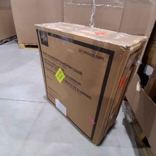 MEDLINE BASIC ALUMINUM FOLDABLE TRANSPORT CHAIR WITH LARGE WHEELS & BRAKES - 300LBS CAPACITY - 19" SEAT - RED (MODEL: MDS808210ARE) image 4