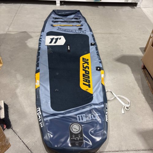 AKSPORT INFLATABLE STAND UP PADDLE BOARD WITH PREMIUM NON-SLIP DECK - 11FT - GREY/BLACK image 2