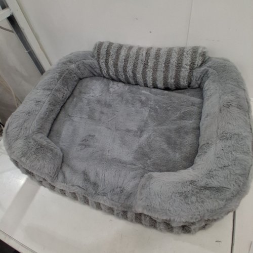 LESURE HIGH BACK DOG SOFA COZY ORTHOPEDIC BED - 28" X 23" X 6.5", EGG-CRATE FOAM PET SOFA, NON-SLIP BOTTOM, WASHABLE REMOVABLE COVER - GREY image 3