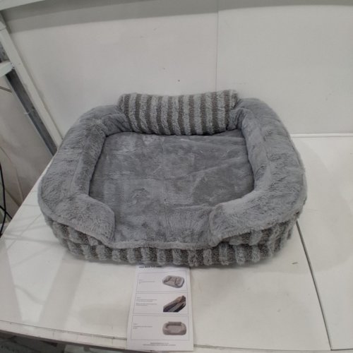 LESURE HIGH BACK DOG SOFA COZY ORTHOPEDIC BED - 28" X 23" X 6.5", EGG-CRATE FOAM PET SOFA, NON-SLIP BOTTOM, WASHABLE REMOVABLE COVER - GREY image 4