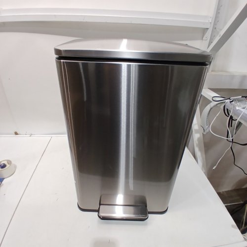 SIMPLI-MAGIC SOFT-CLOSE, SMUDGE RESISTANT TRASH CAN WITH FOOT PEDAL AND BUILT IN FILTER - STAINLESS STEEL, 50 LITER / 13.2 GALLON (MODEL:P79514) image 2