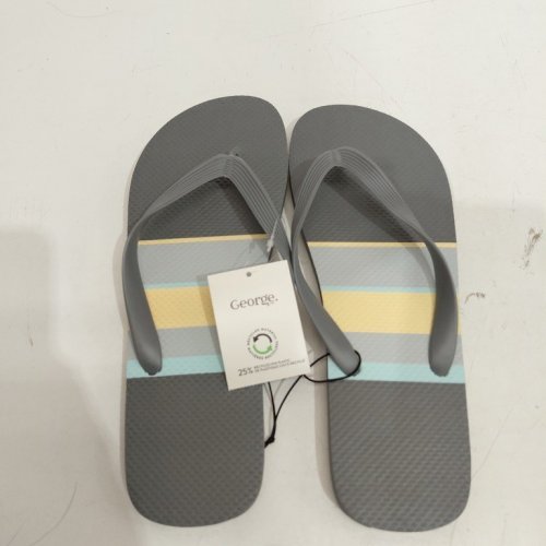 MEN'S GEORGE STRIPED FLIP FLOPS - 9-10 - GREY/YELLOW/AQUA (STYLE: 14DAVEM26) image 2
