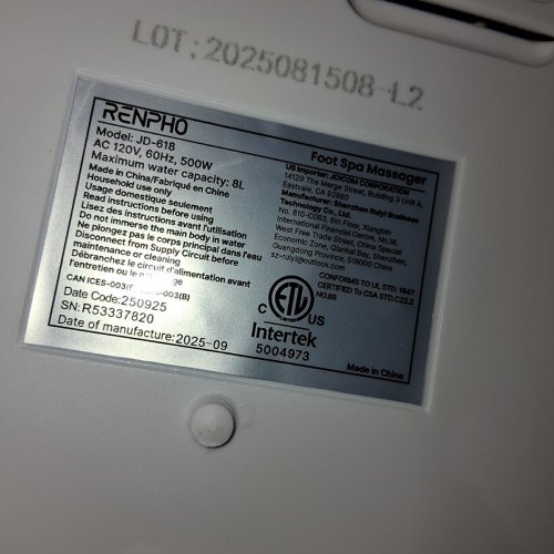 RENPHO FOOT SPA BATH MASSAGER, MOTORIZED MASSAGE, FAST HEATING, POWERFUL BUBBLE JETS & AUTOMATIC SHIATSU MASSAGING ROLLERS (MODEL: JD-618) image 5