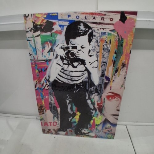 GRAFFITI WALL ART BANKSY CAMERA BOY CANVAS PRINT - 24" X 16" - MULTICOLOUR image 3