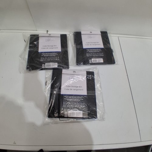 3PK MAINSTAYS FOLDABLE CUBE STORAGE BINS - 10.5" X 10.5" X 11" - BLACK image 3