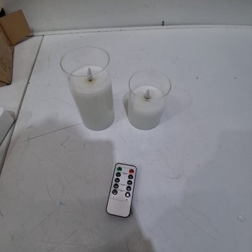 2PK TYAWON GLASS BATTERY OPERATED LED FLAMELESS CANDLES WITH REMOTE - 4" X 5" X 6" - CLEAR image 3