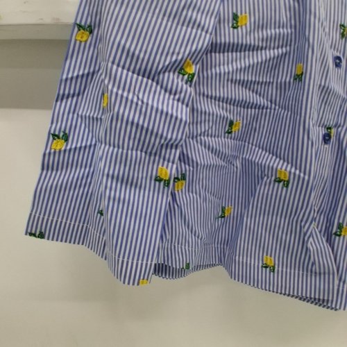WOMEN'S BARILOCHE STRIPED LEMON EMBROIDERED BUTTON-UP SHIRT - SMALL / MEDIUM - 38 - BLUE / WHITE / YELLOW (STYLE : ANADON) image 5