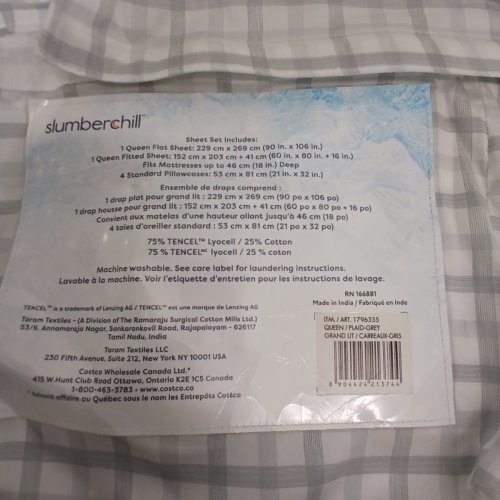 4PC SLUMBERCHILL COOLING BED SHEET SET - 1 FITTED & 1 TOP SHEET - QUEEN - WHITE/GREY (MODEL: 1796335) image 4