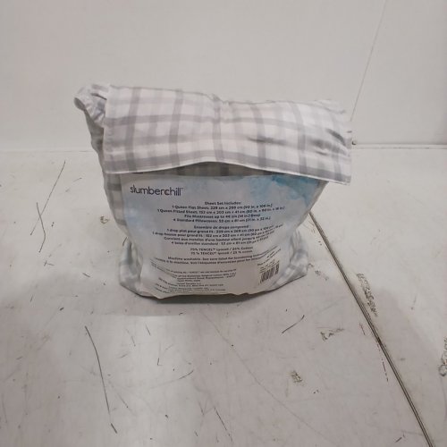4PC SLUMBERCHILL COOLING BED SHEET SET - 1 FITTED & 1 TOP SHEET - QUEEN - WHITE/GREY (MODEL: 1796335) image 5