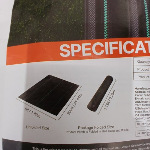VEVOR PREMIUM WEED BARRIER LANDSCAPE FABRIC - 6FT X 300FT - BLACK (MODEL: 6X300FT70) image 3