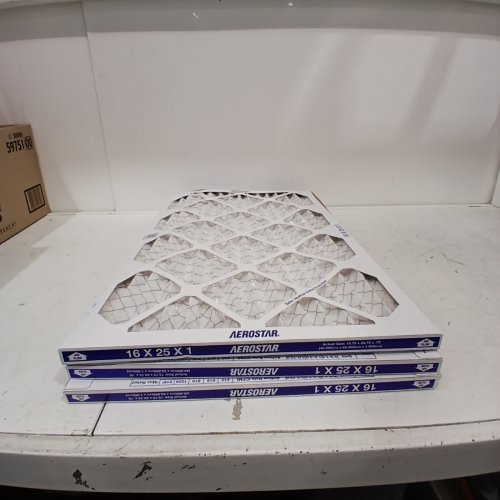 3PK AEROSTAR MERV 8 PLEATED AIR FILTER - 16 X 25 X 1 - WHITE (MODEL: P80S.011625) image 3