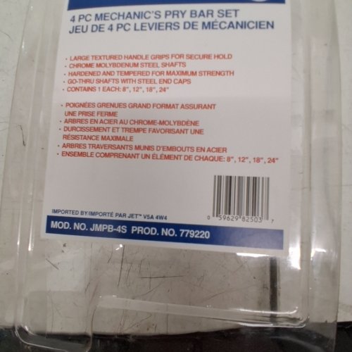 4PC JET MECHANIC'S PRY BAR SET - 8", 12", 18", 24" - BLACK / BLUE (MODEL: JMPB-4S) image 2