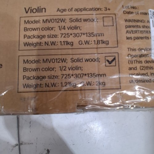 BEGINNERS VIOLIN FIDDLE KIT WITH HARD CASE - 1/2 - BROWN (MODEL: MV012W) image 5