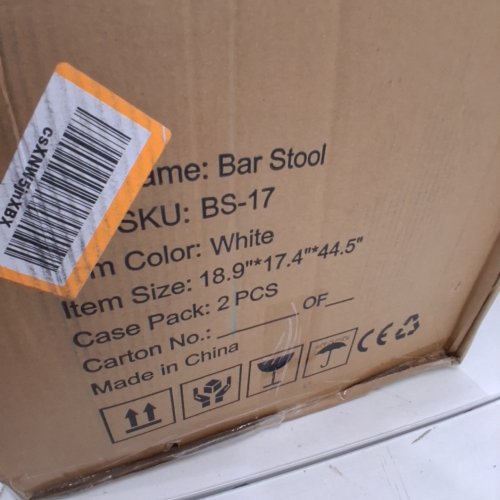 2PK NESTVATTO ADJUSTABLE UPHOLSTERED BAR STOOLS - 34"-43" - WHITE (MODEL: BS-17) image 4